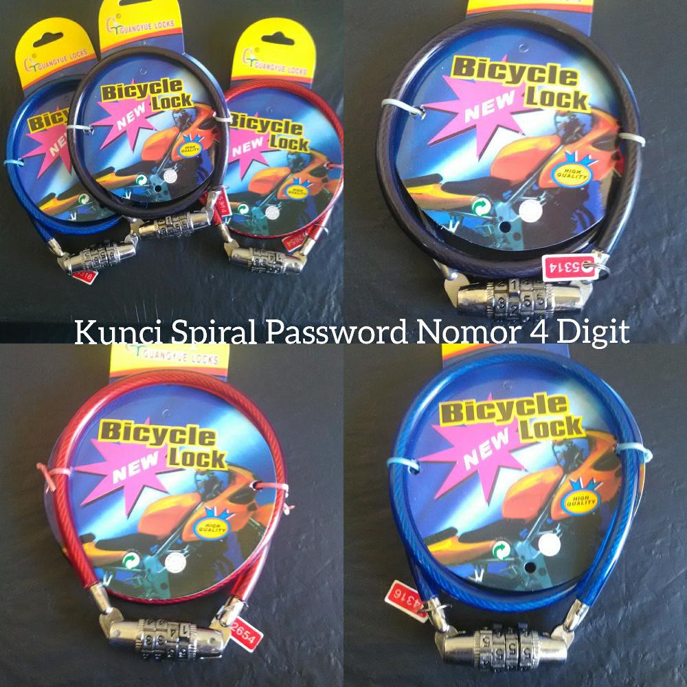 Kunci Sepeda Spiral Nomor Password - Kunci Sepeda Spiral Nomor - Bicycle lock Number Password