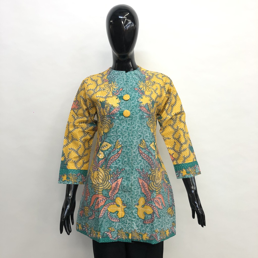 Exclusive Blouse Batik Kantor Wanita Lapis Furing Trikot Atasan Batik Usman Seragam Batik Grosir