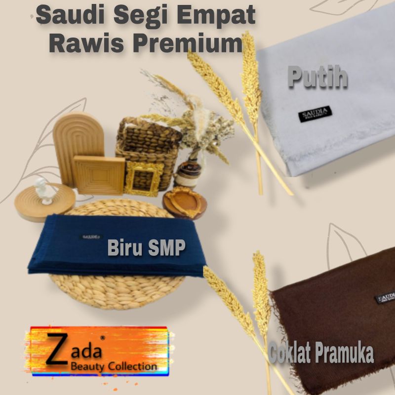 0Saudia Segi Empat Rawis Premium / Saudia Rawis Sisir Halus / Hijab Saudia Segi Empat/ Kerudung Segi