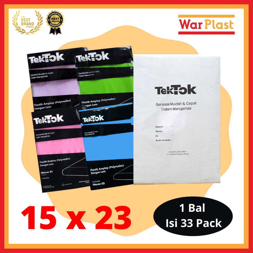 Plastik Polymailer Amplop Plastik Packing TekTok - Uk XS 15x23 1 Ball isi 33 Pack