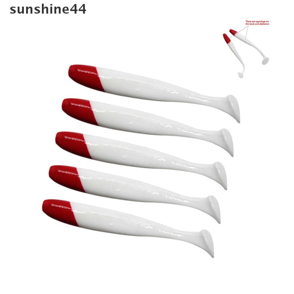 Sunshine 5pcs Umpan Pancing Bentuk Cacing Imitasi Bahan Silikon Lembut