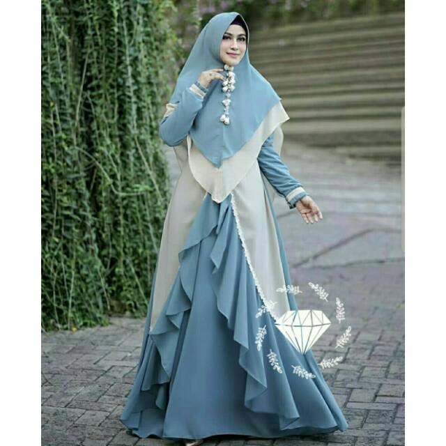 Maxi Maxy Dress Gamis Syari Moscrepe Renda Import Ashanty