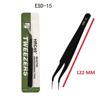 pinset tweezer bengkok lengkung lancip ESD-15 122mm 12.2cm HRC40 Pinset eyelash extension