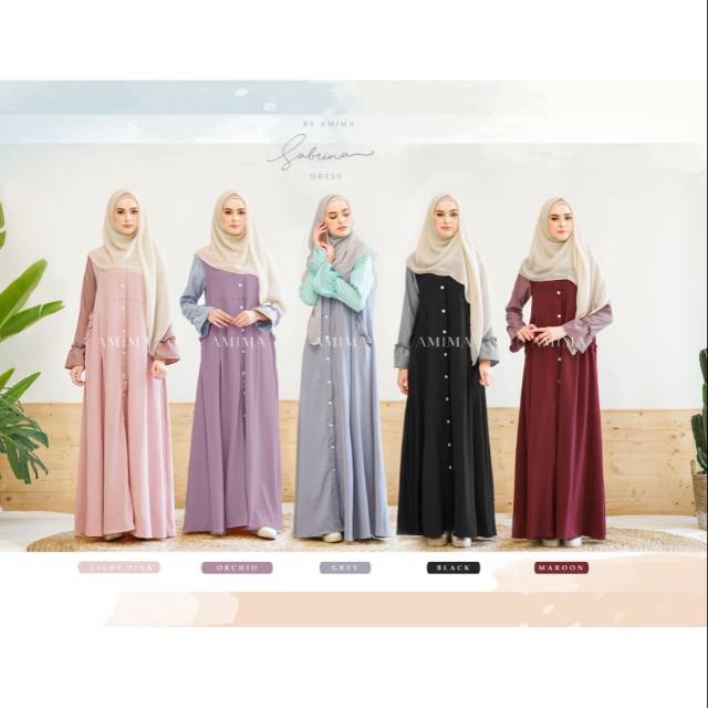AMIMA SABRINA DRESS GAMIS ONLY Lady Zara dan Katun Madina Busui Friendly aksen kancing mati