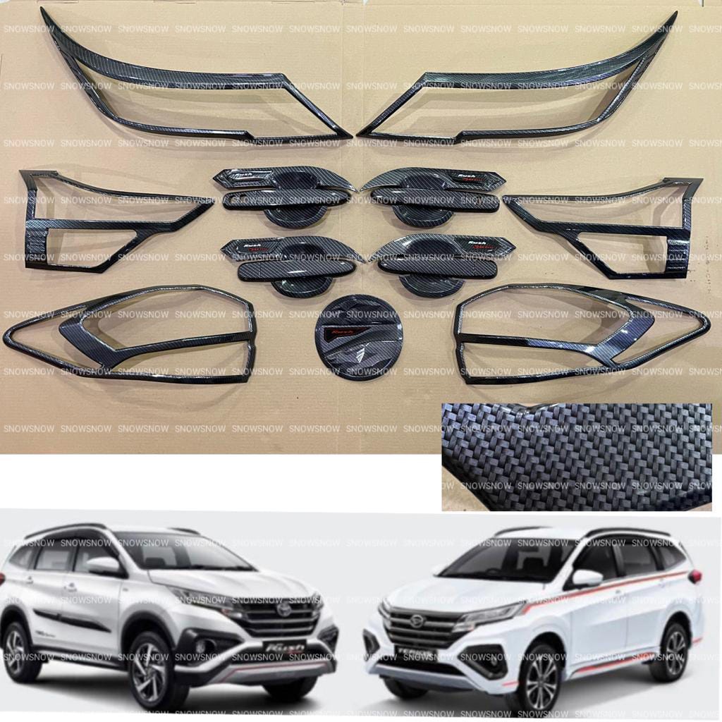 Paket Garnish Lampu Depan Belakang Outer Handle Tank Cover All New Rush Terios 2018 2020 2022 2023 Up GR SPORT Carbon