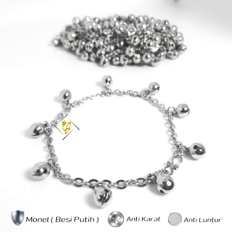 TERMURAH Gelang Monel Anak Bayi Perempuan Laki Laki Dewasa Asli Anti Karat Silver Perak Demam Step