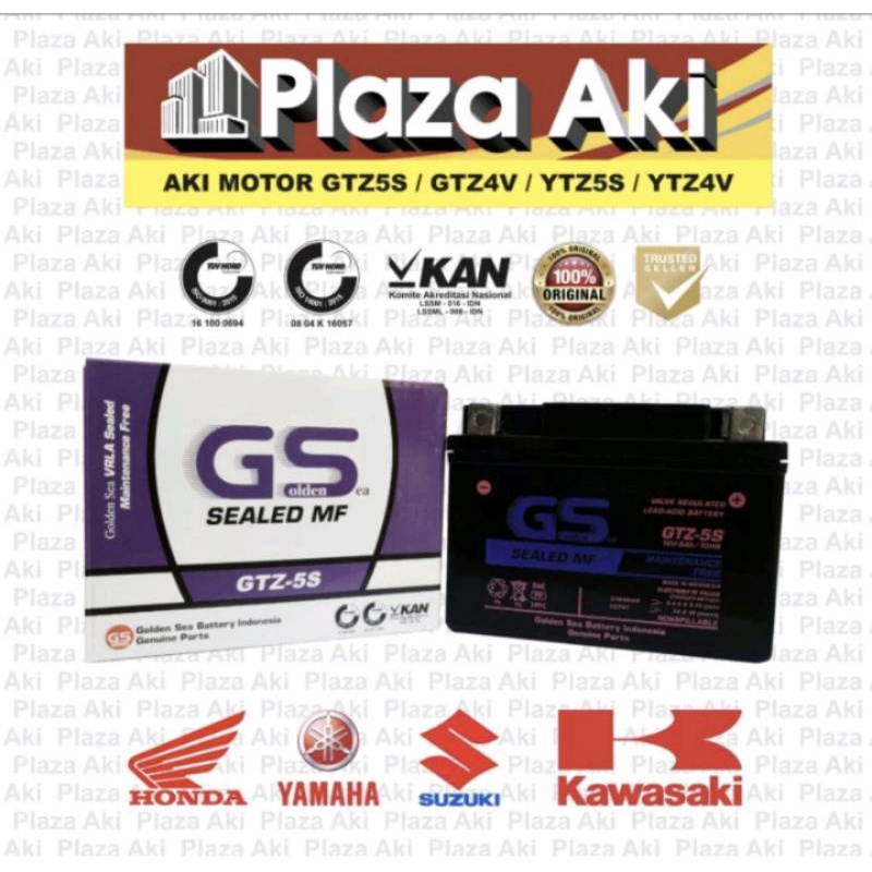 (GTZ5S) Aki Motor Kering MF GTZ5S HONDA Beat Vario 110 Supra X 125 Scoopy Blade Revo Spacy New Mega 