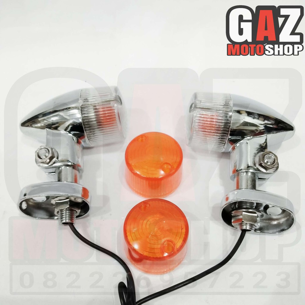 Lampu Sein Bulat LANCIP HD Crhome Double Mika Reteng Reting Palu CB Dobel kaca RI Krum