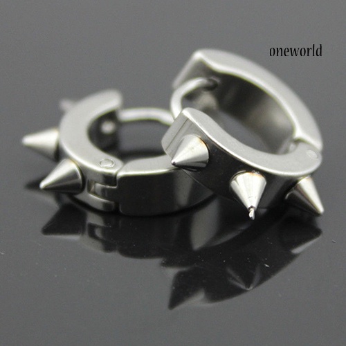 OW@ Men Women Fashion Punk Gothic Stainless Steel Hoop Stud Earrings Jewelry