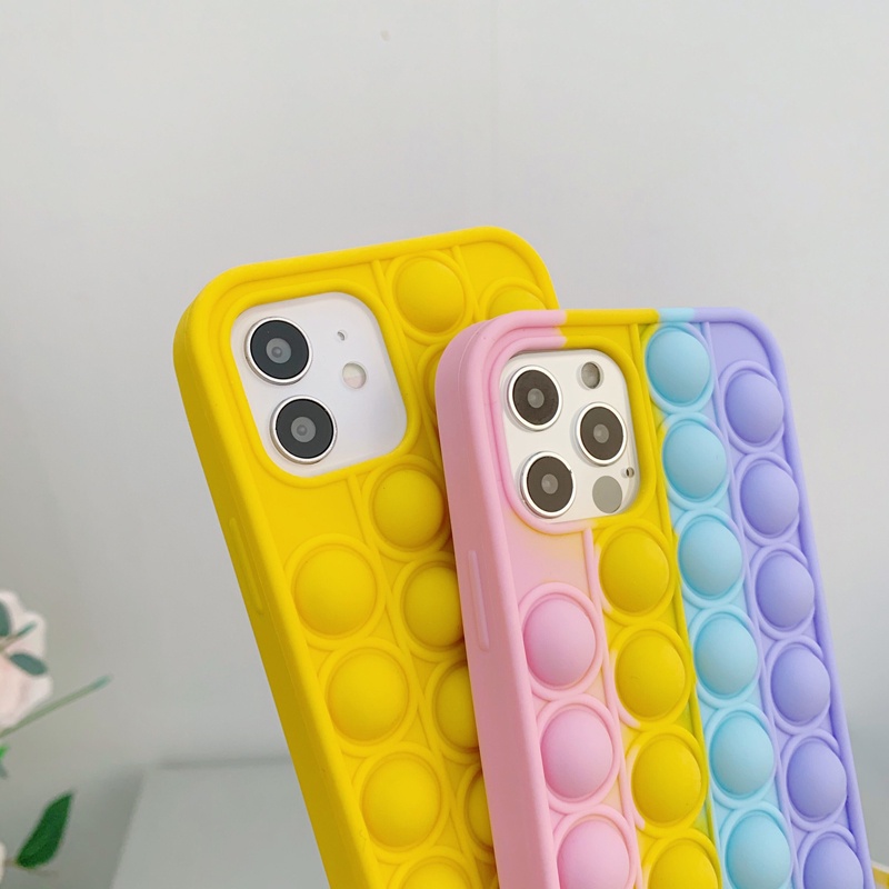 Reliver Stress Pop Fidget Toys Push It Bubble Case for Xiaomi Poco F3 Mi 9T Redmi Note 9S Note 9 Pro Note 8 Note 7 Antistress Game Cover Adult Kids WX