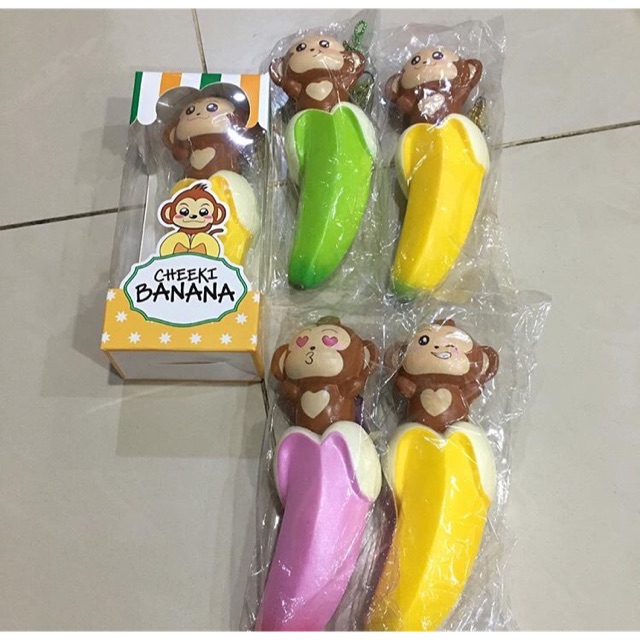 Squishy punimaru puni cheeki cheekis banana monkey lisenced rare original squishies