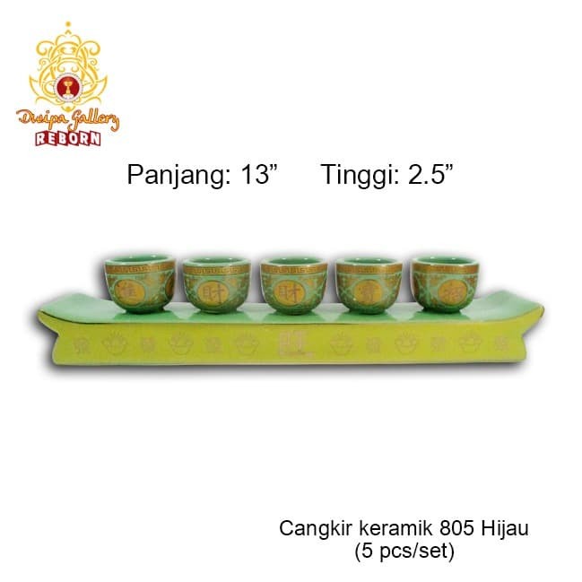 Cangkir sembahyang /altar / puja Keramik 805 Hijau