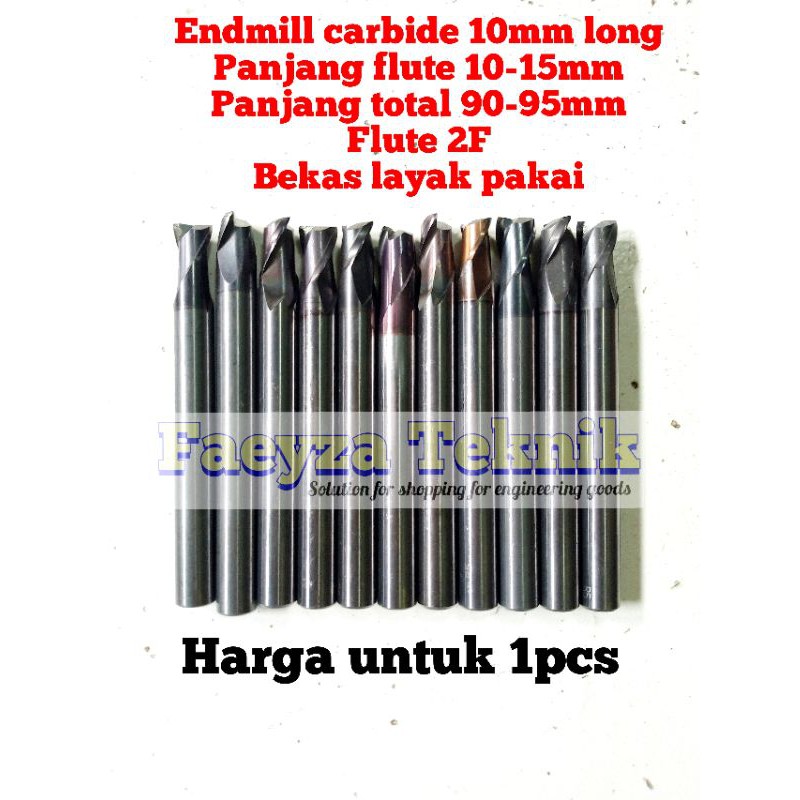endmill carbide long. mata bor frais. 10mm x90mm long 2f. bukan endmill hss