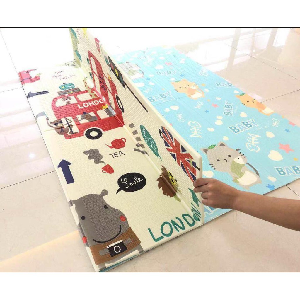 Playmat Premium Anak Bayi Lipat Tebal 1cm Double Pad 2 Ukuran Karpet Anak Playmat Kartun-1