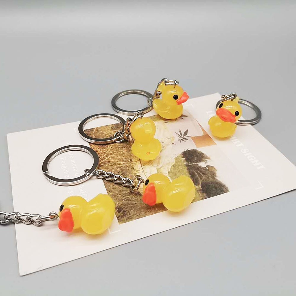 LANFY Mini Car Keyring Lovers Little Yellow DUCK Key Chain Women Cute Hyaluronic Acid Ducks Rubber Keychains/Multicolor