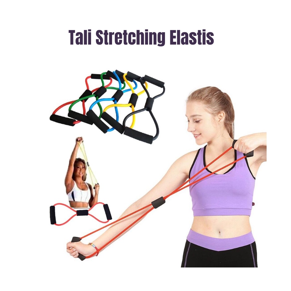 Tali Stretching Elastis / Tali Karet Pilates Olahraga Fitness Gym Yoga / Alat Olahraga