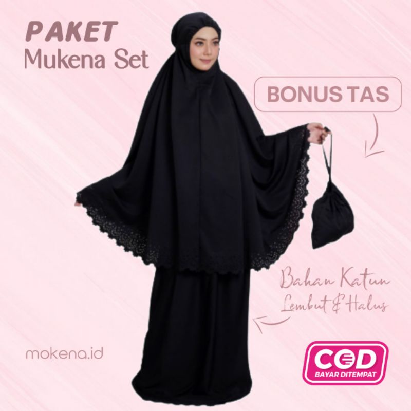 Mukena Mukenah bali dewasa jumbo murah terbaru 2021 polos by MOKENA daily gold black Bahan Adem