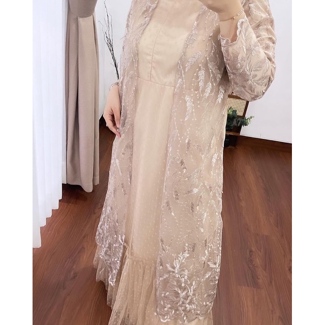Jasmine Tille Dress Ld 110/Dress Tille Jumbo/Dress Tille Brukat/Dress Seragaman/Dress Lebaran