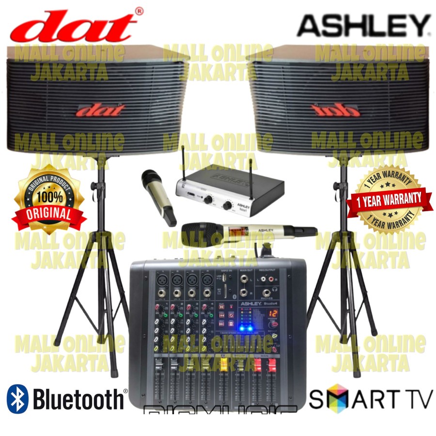 Paket Karaoke DAT 10 Inch bluetooth Original Ashley Power Mixer