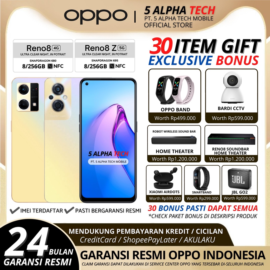 OPPO RENO 8 Z 5G | RENO 8 4G 13/256GB ( 8GB + 5GB EXTENDED RAM ) RENO8 GARANSI RESMI OPPO