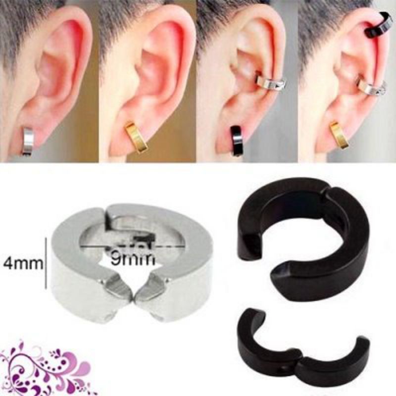 anting tanpa tindik pria/wanita anting titanium