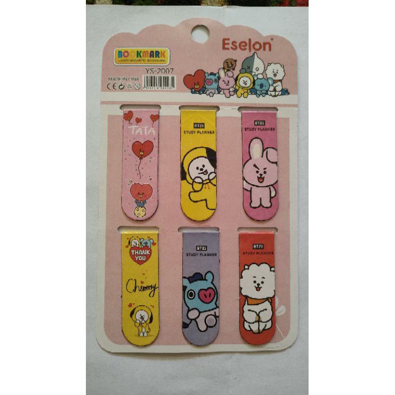 

Pembatas Buku Maghnet BT21 Bookmark Merk Eselon Bookmark