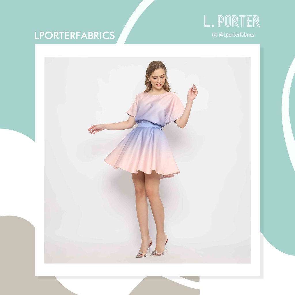 Set rok dan atasan wanita dengan kain ombre unicorn/atasan ombre/kain ombre/top/skhirt/satin bridal