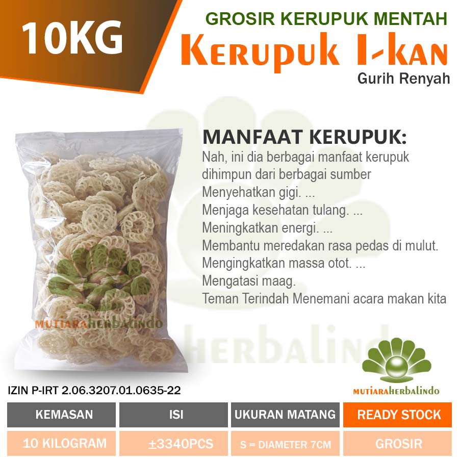 

kerupuk ikan mentah putih bulat gurih renyah garing merk AS 10 kilogram