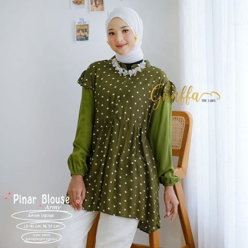 PINAR BLOUSE BY GHAFFA THE LABEL / BLOUSE MOTIF WANITA MUSLIMAH / Rayon viscose ld110