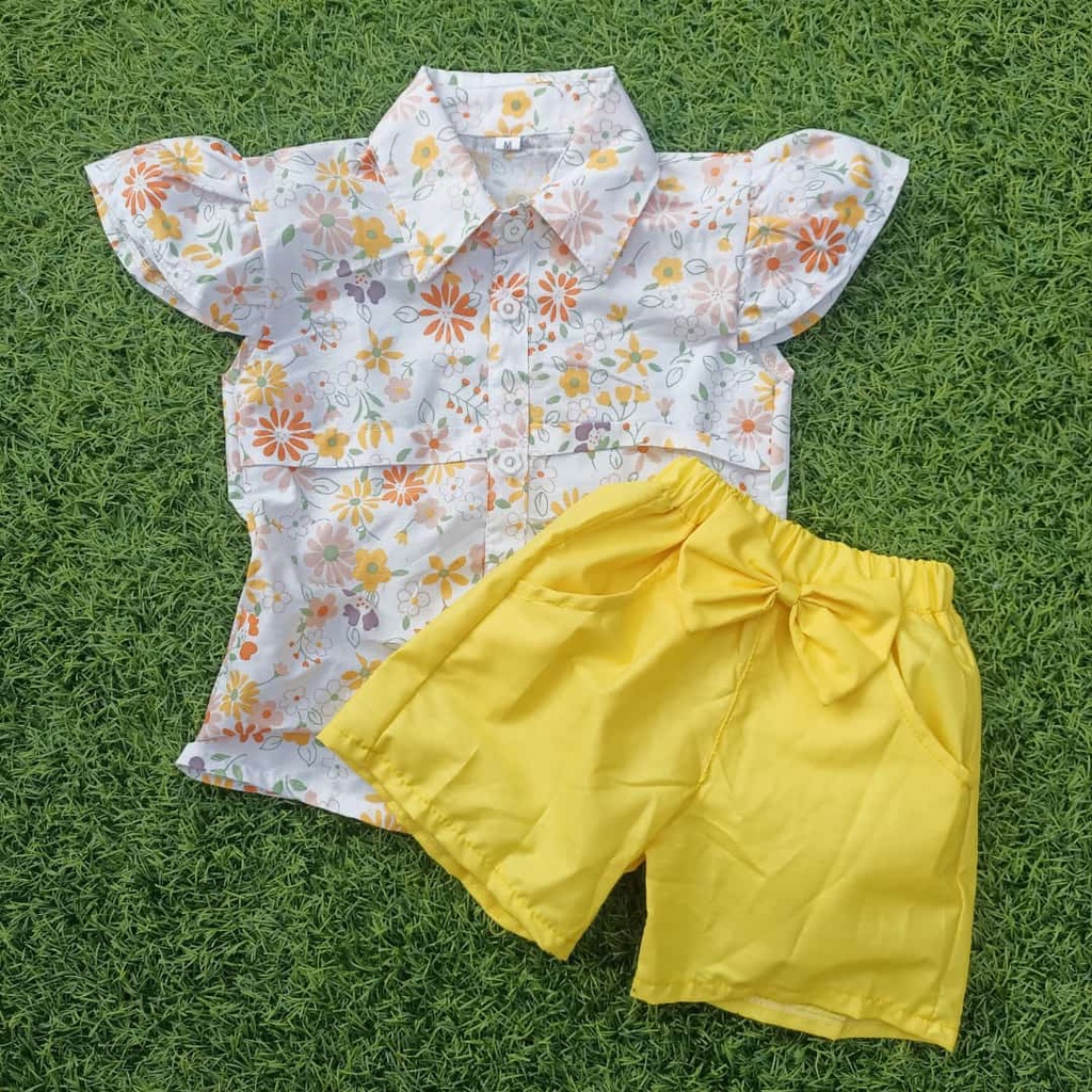 Baju Setelan anak perempuan sakura 0-4 tahun motif bunga bunga