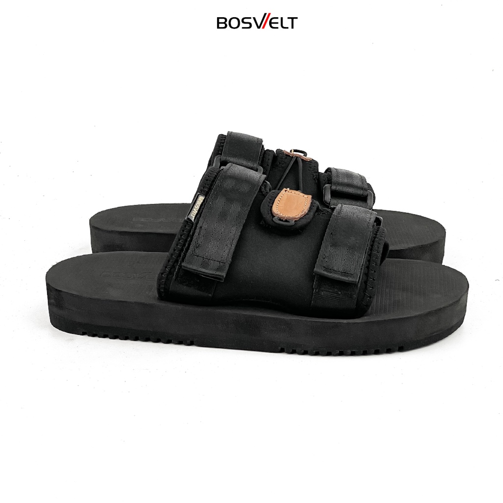 Bosvelt Original - Sandal Traveling Pria / Sendal Gunung / Flip Flop - Voka V1 Black