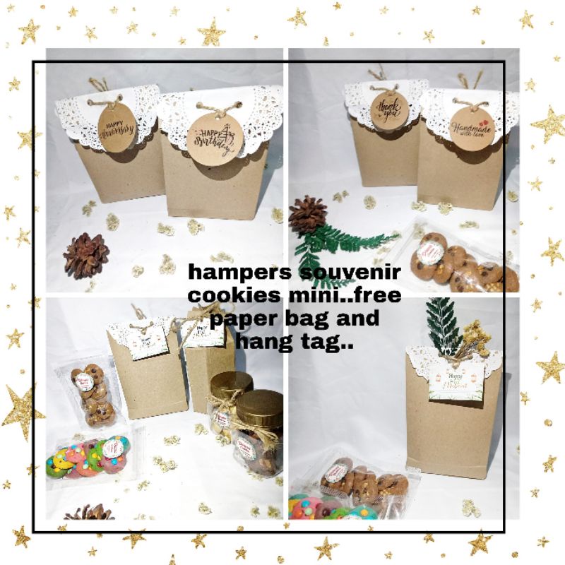 

hampers cookies mini tema natal kemasan pouch free paper bag