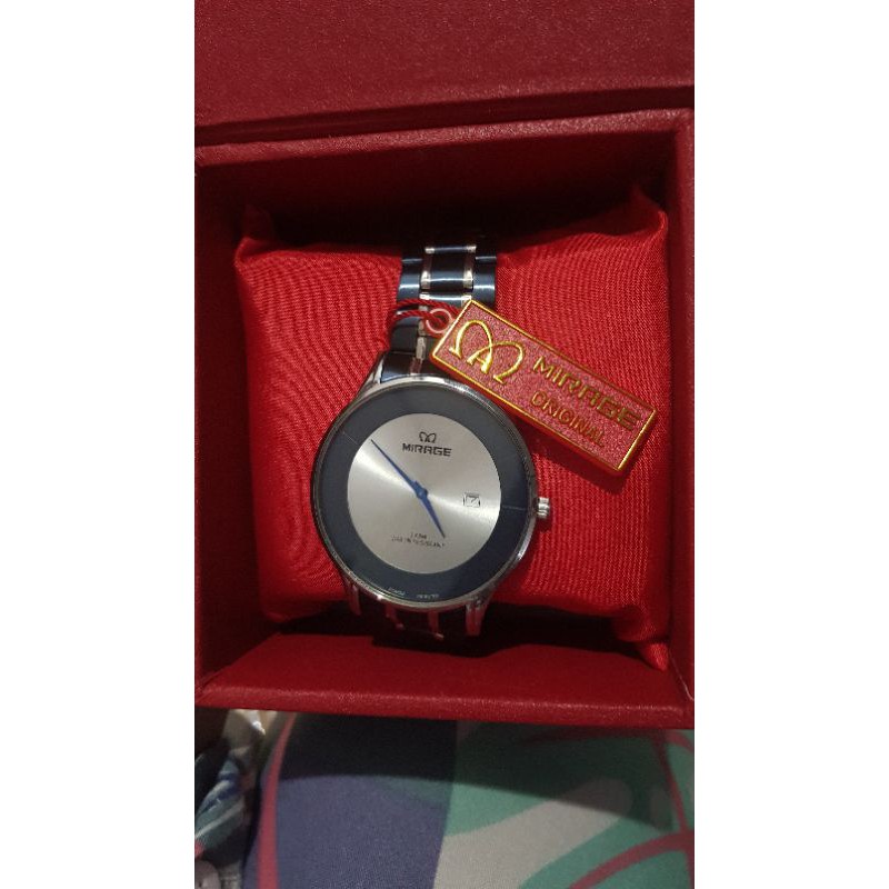 Jam pria original mirage 8670 navy silver