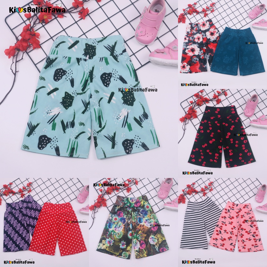 Kulot Motif Anak uk 1-2 Tahun / Celana Pendek Pants 3per4 Anak Perempuan Murah Adem Bawahan Harian