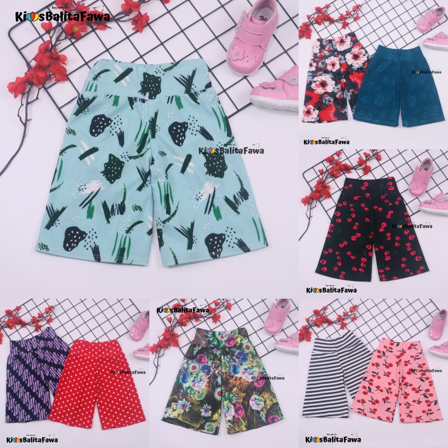 Kulot Motif uk 1-2 Tahun / Celana 3per4 Anak Perempuan Murah Celana Pendek Skirt Pants Adem Kulot