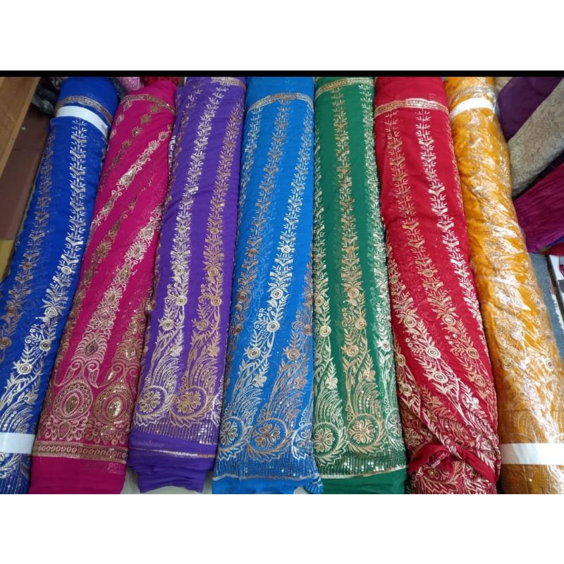 Kain SARI INDIA/Embroyderry/Harga Tertera 1/2(0.5)mtr