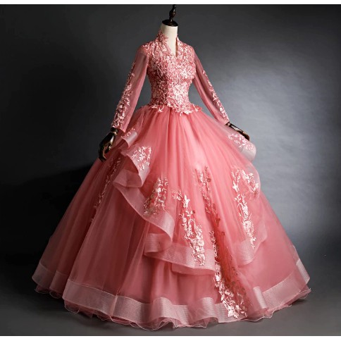 Gaun pengantin gaun pesta mc dress prom evening dress pink/salem