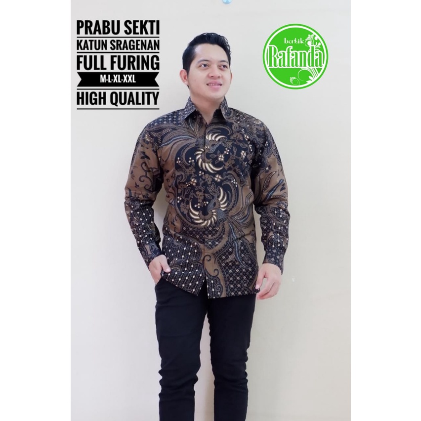 PRABU SEKTI Atasan Kemeja Batik Pria Lapis Furing PREMIUM Lengan Panjang Batik Rafanda Solo