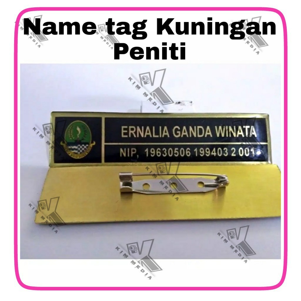 

Name Tag Papan nama Kuningan peniti