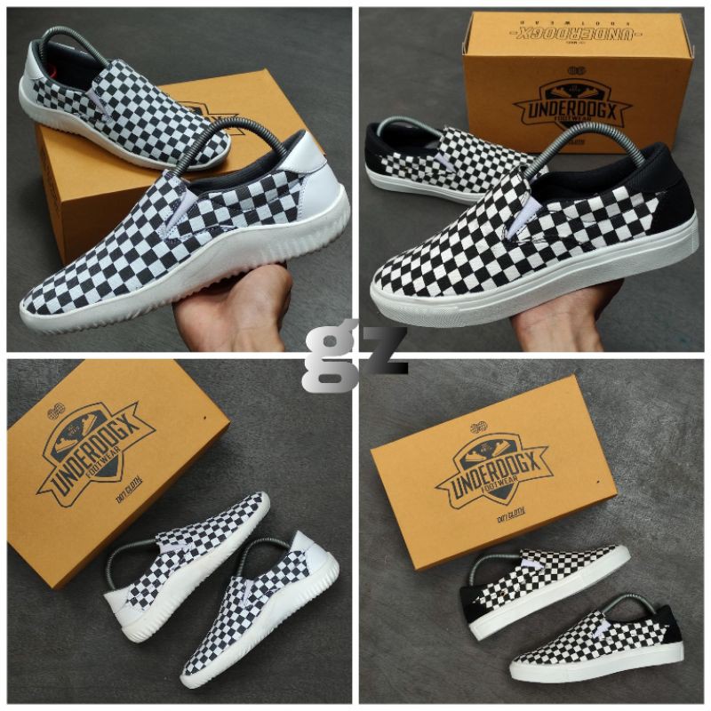 Sepatu lokal original Slip on motif catur Sepatu distro  Underdogx Lokal pride  Sepatu Pria terbaru