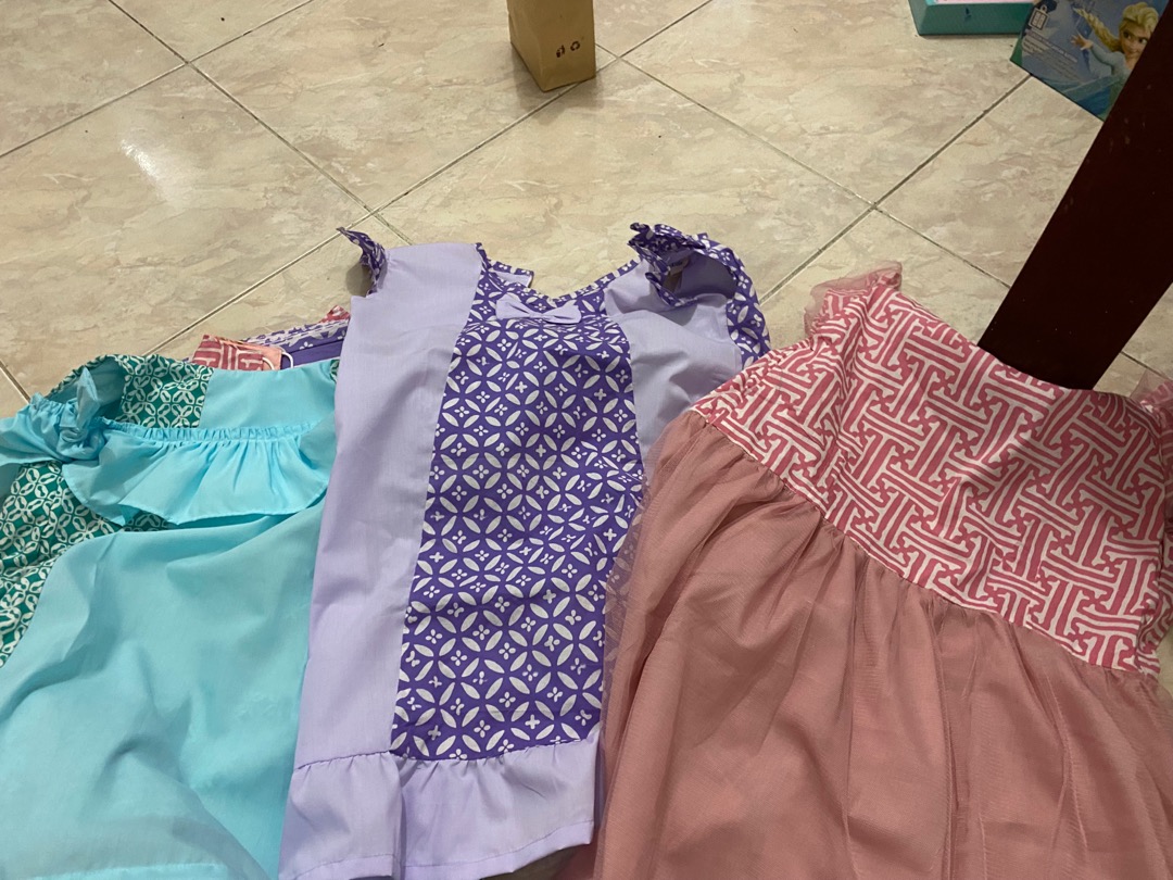 Dress Tutu Anak Perempuan | Kemeja Batik Anak | Baju Anak Couple Bonus Masker Keneshkids Ankin Pink