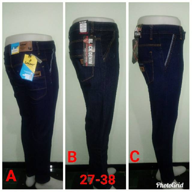 Celana Jeans Panjang Garmen Biru Dongker Hitam Pria Remaja Dewasa Loiser