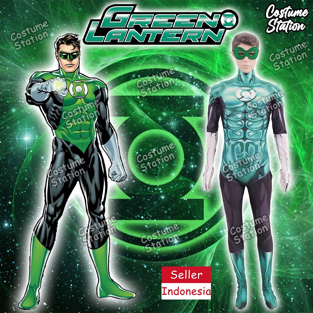 Kostum Green Lantern / Costume Hal Jordan Superhero DC Justice League dewasa pria