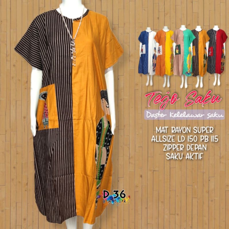 Daster Tedjo Saku Kelelawar Batik Homedress Baju Tidur Rayon Pastel Baju Tidur Kartun Jumbo