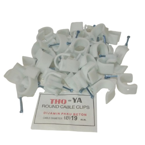 Klem Kabel 19 mm Plus Paku Beton Cable Clips 19 mm 1 Pack Klem Pipa