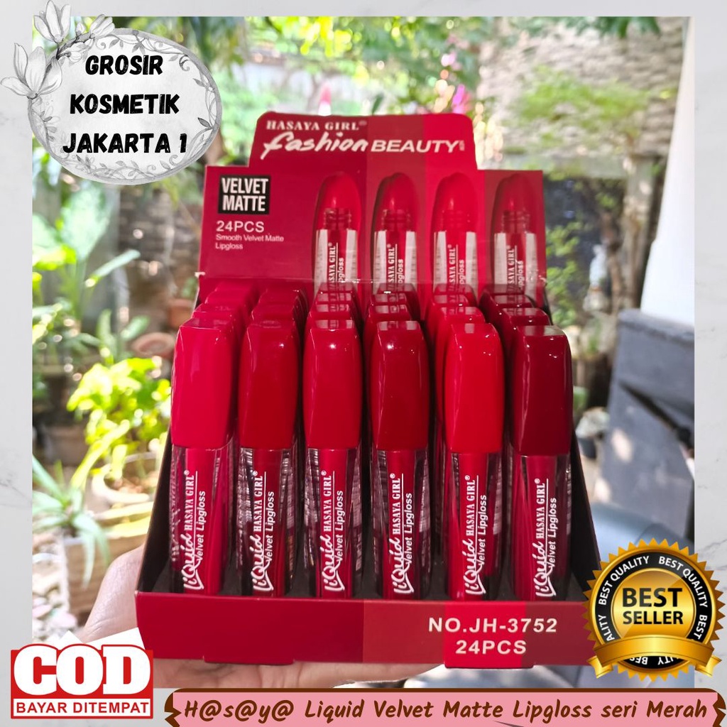 Best Seller/COD 12pcs (LUSIN) Hasaya Girl Liquid Velvet Matte Lipgloss Seri Merah / Lip Gloss Matte 