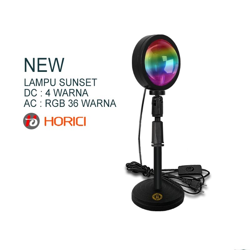 Horici Lampu Sunset DC 4Warna Dan AC RGB 16Warna Rainbow Sunset Lampu LED RGB Sunlight Lampu Proyeksi Lampu Malam Lampu Meja