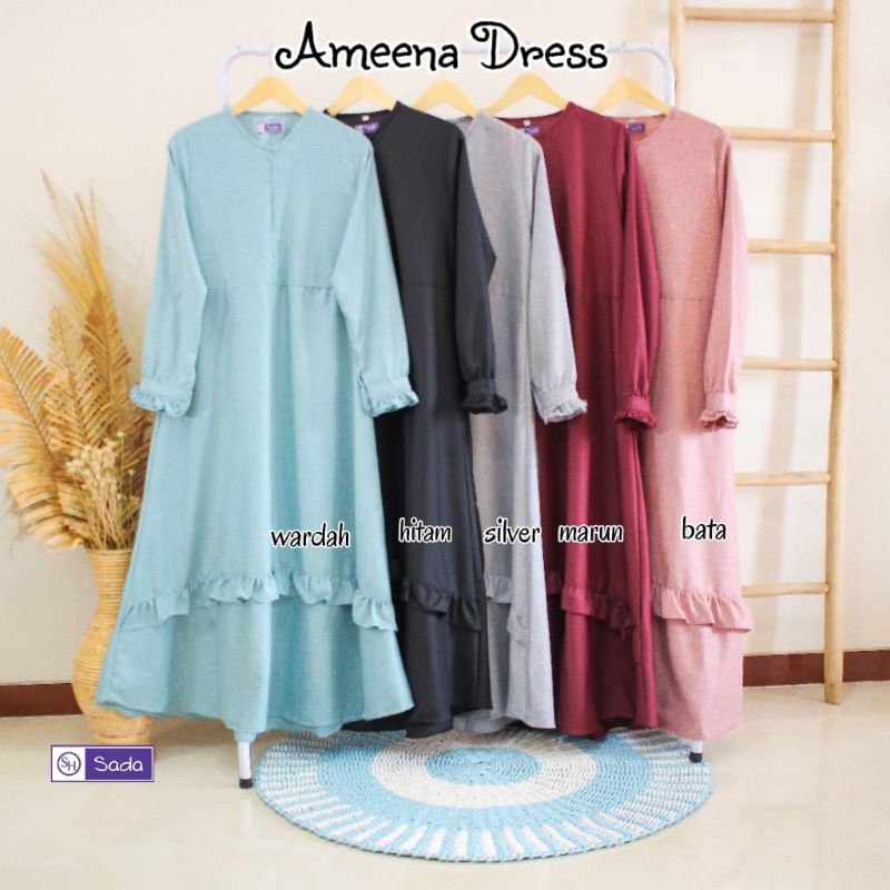 Gamis bahan Madinah by Sada Hijab SH | model Ameena |  busui friendly | 1 kg muat 3 pcs