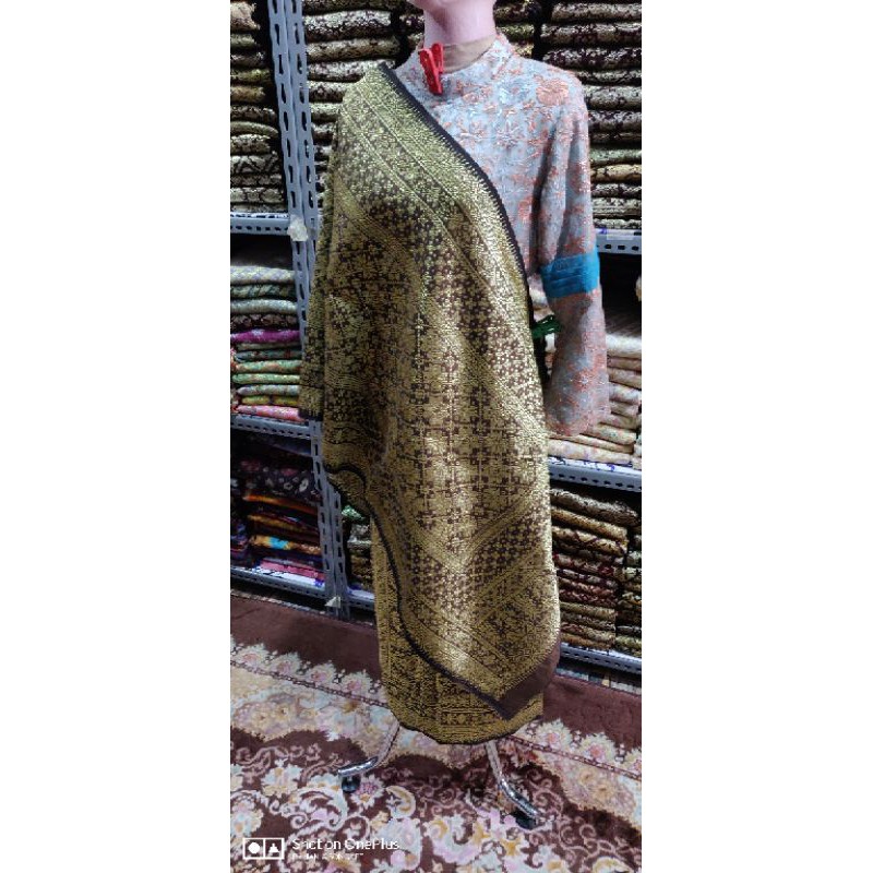 songket motif lepus,,bahan Gebeng original benang permat berlian