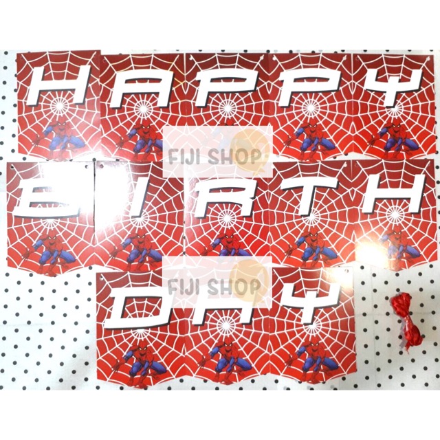 Banner Flag/Bunting Flag Ultah Karakter Spiderman